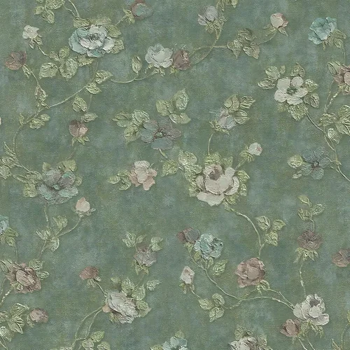 Heroad Green Vintage Rose peel and stick wallpaper