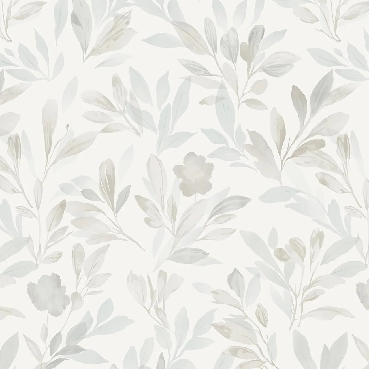Heroad Blue Boho Leaf peel and stick wallpaper, swatch