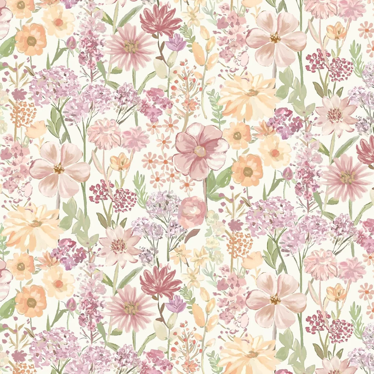 Heroad Pink Farmhouse Floral peel and stick wallpaper, swatch