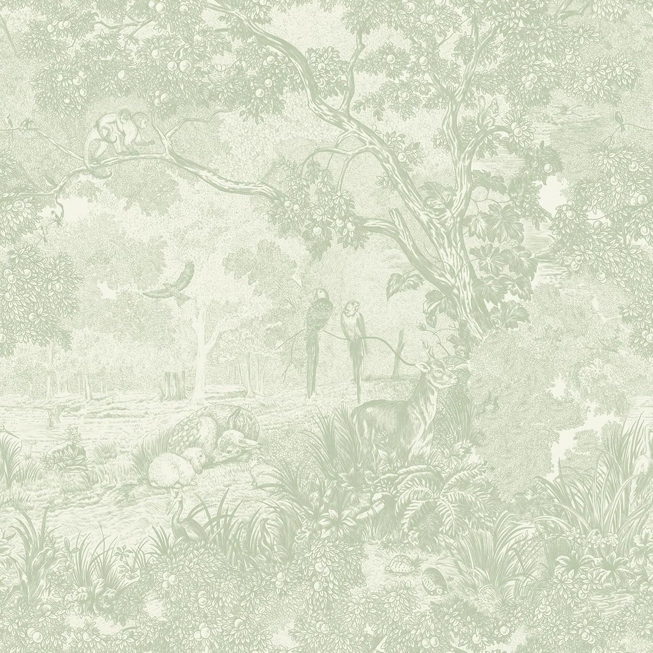 Heroad Green Forest Animals peel and stick wallpaper, swatch
