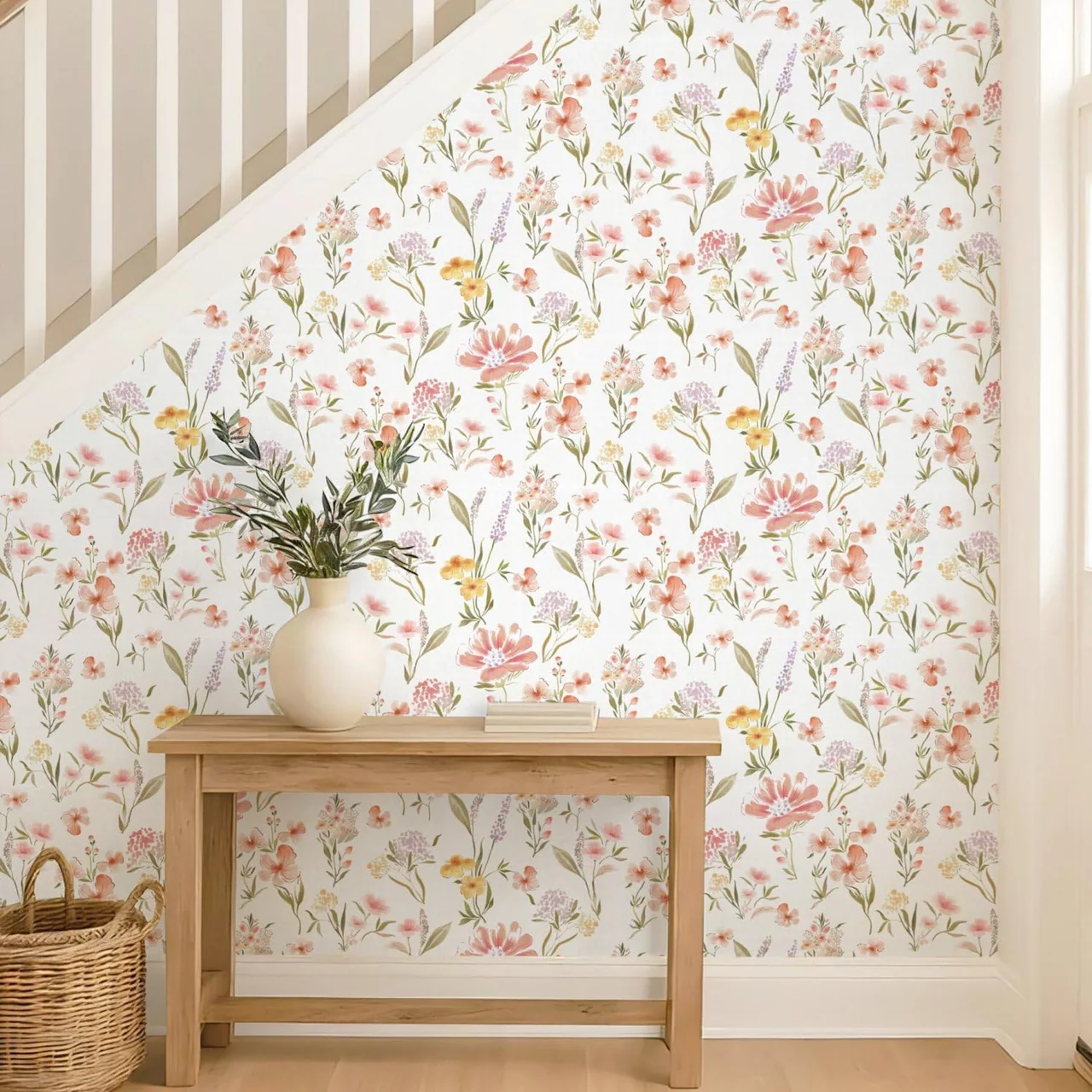 Heroad Pink Cottage peel and stick wallpaper, swatch