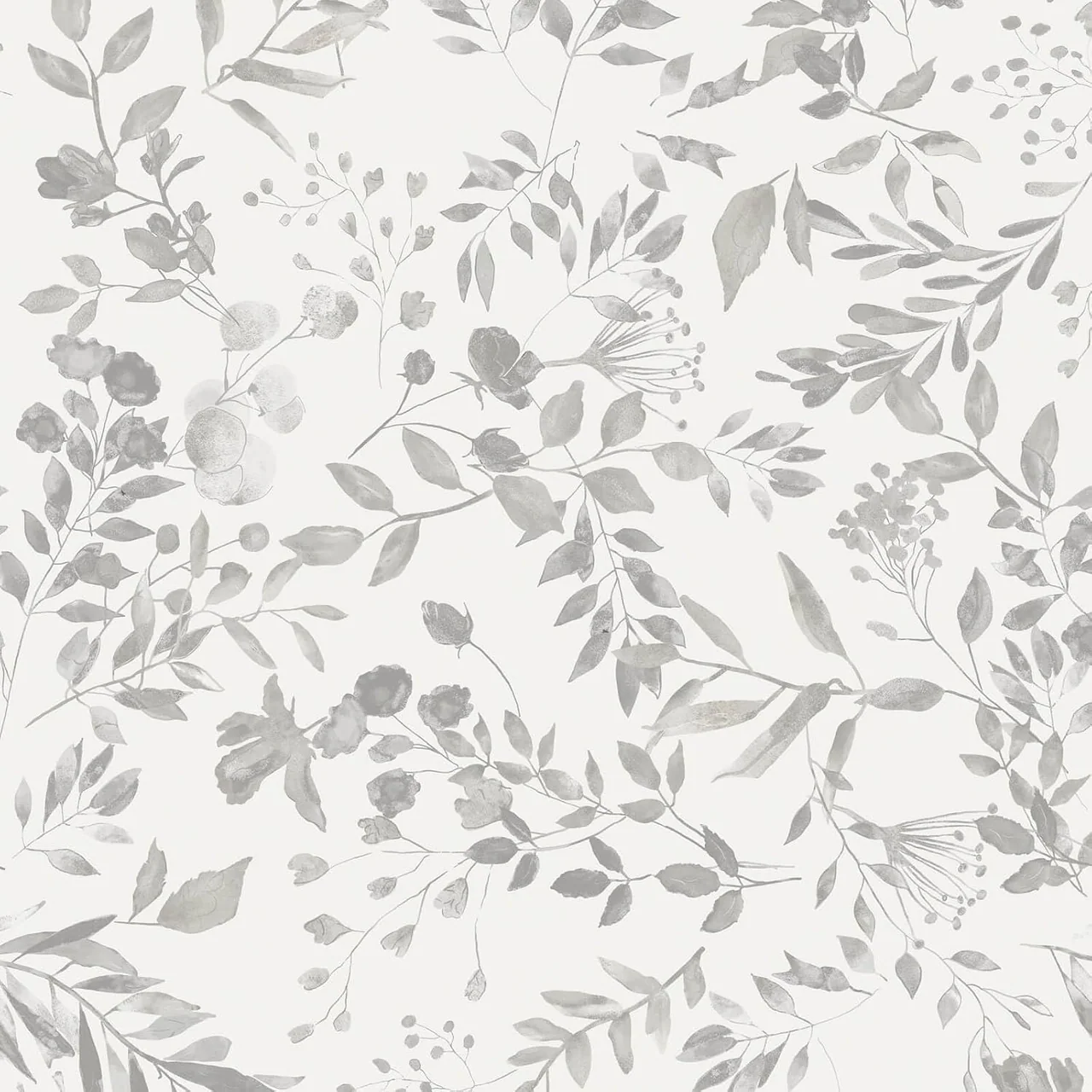 Heroad Grey Vintage Botanical peel and stick wallpaper, swatch