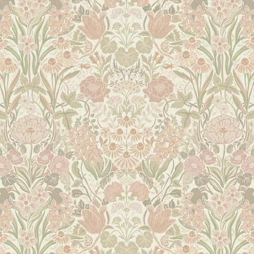 Heroad Pink and Green Vintage Floral peel and stick wallpaper