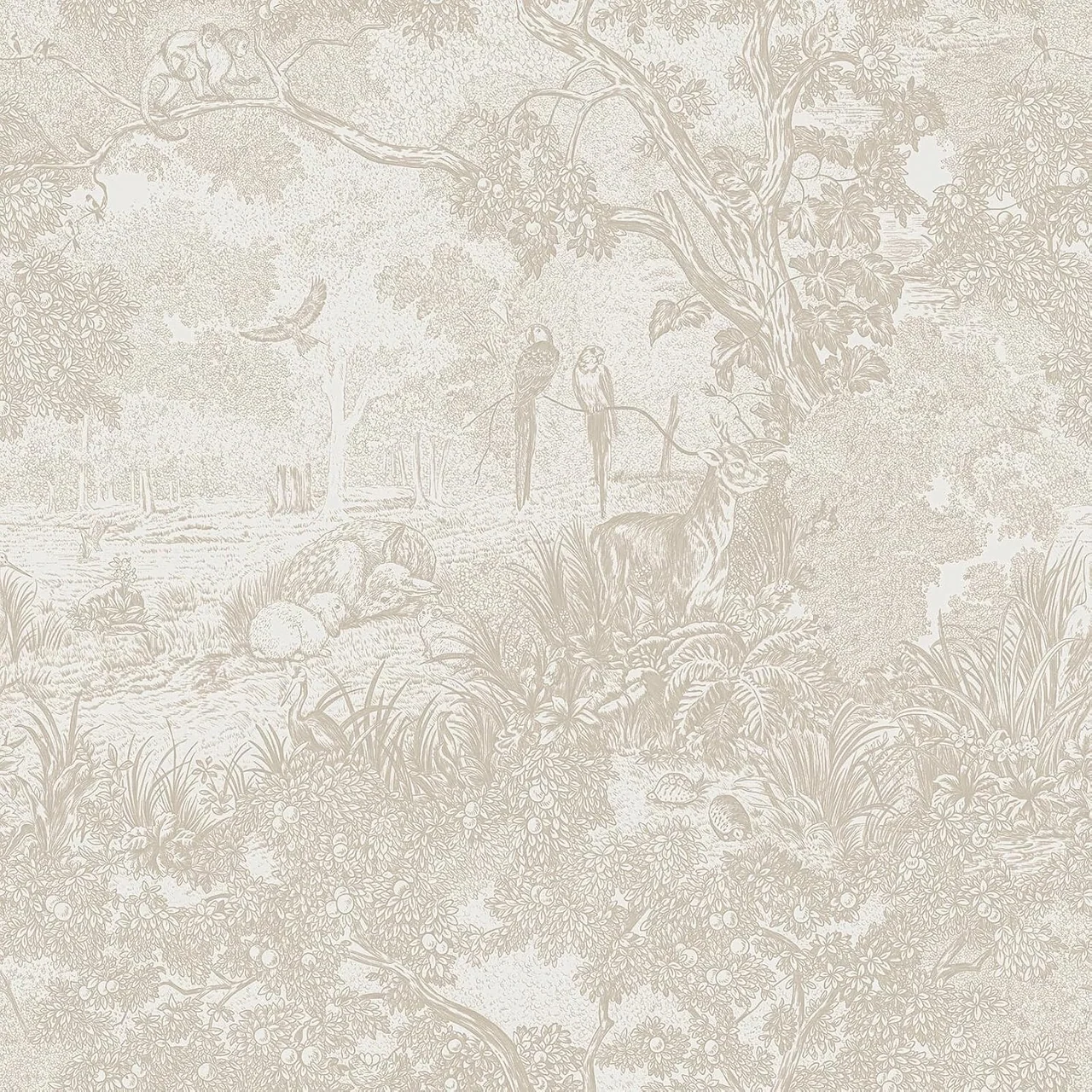 Heroad Beige Forest Animals peel and stick wallpaper, swatch