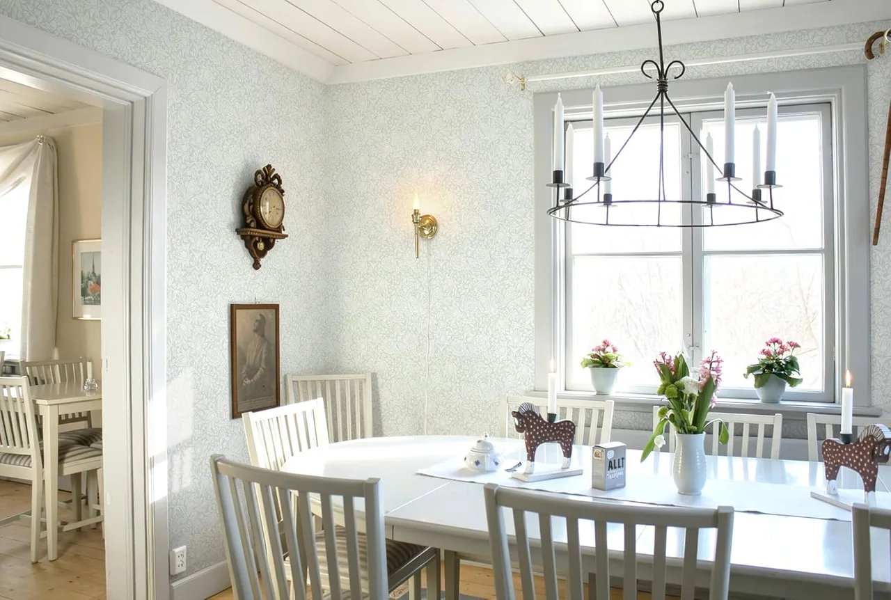 Heroad Green William Morris peel and stick wallpaper in a room