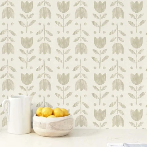 Heroad Neutral Floral peel and stick wallpaper