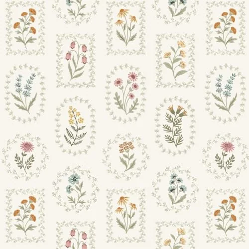 Heroad Cream Botanical Cameo peel and stick wallpaper