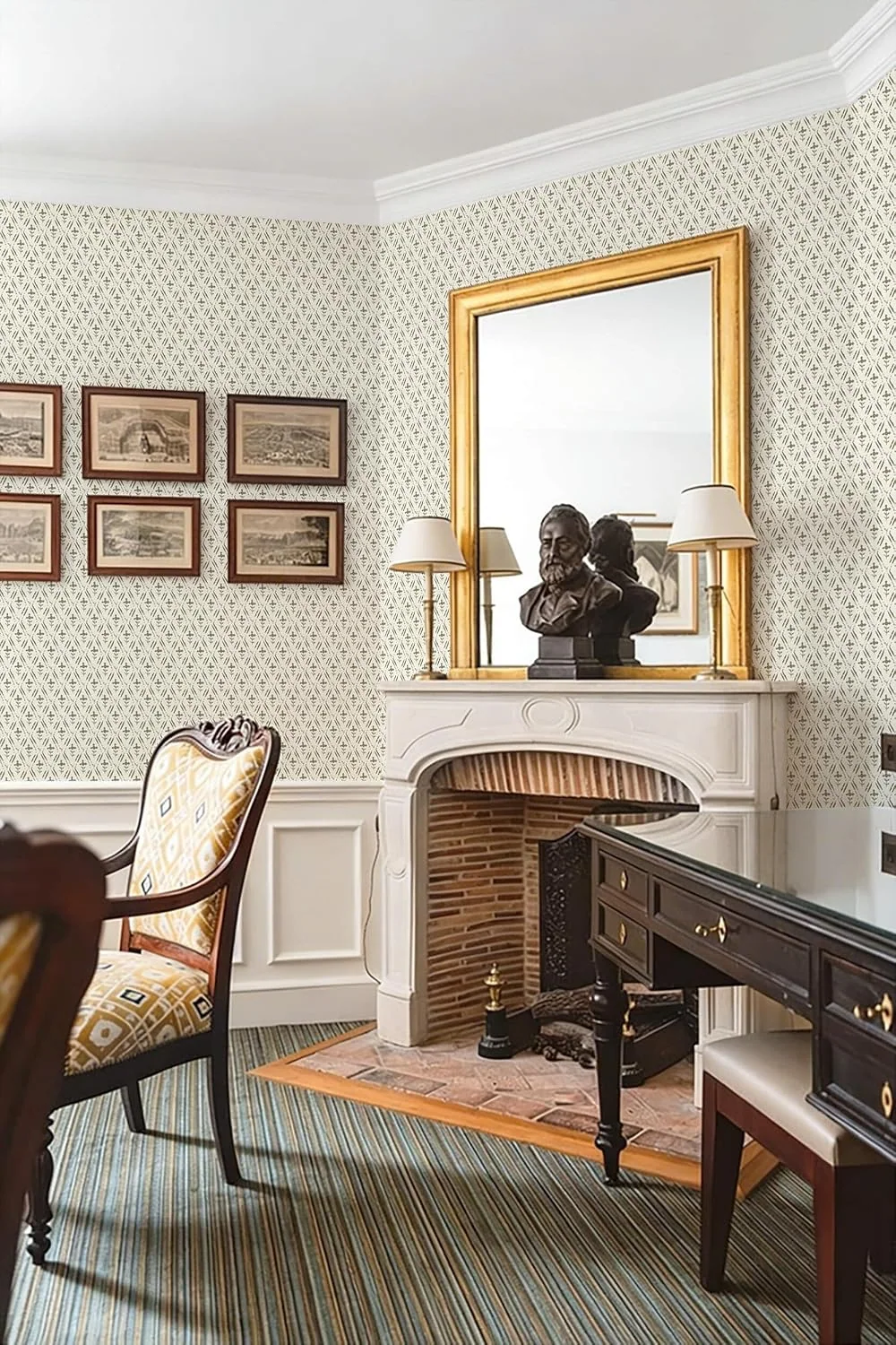Heroad Green Farmhouse Floral peel and stick wallpaper in a room