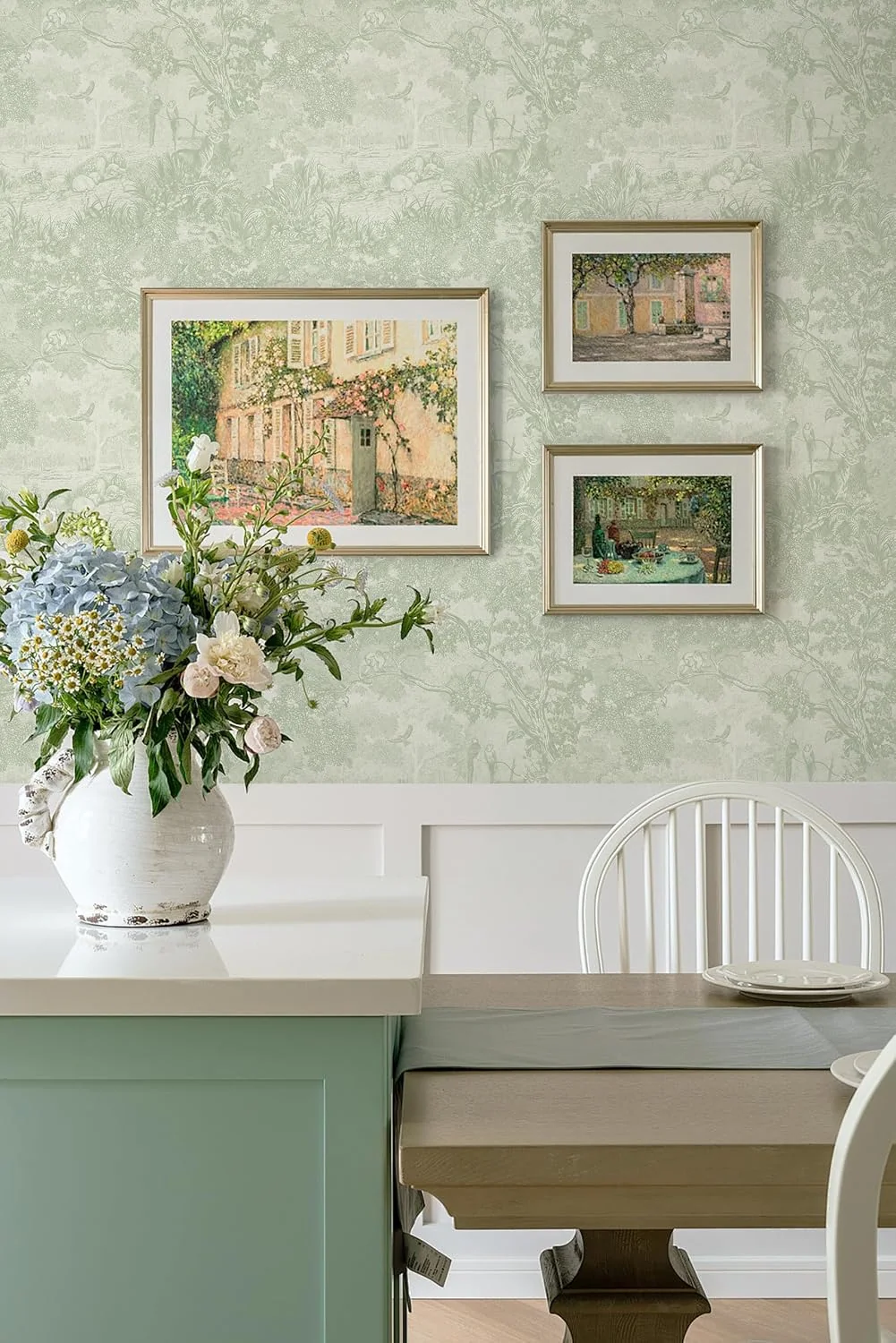 Heroad Green Forest Animals peel and stick wallpaper in a room