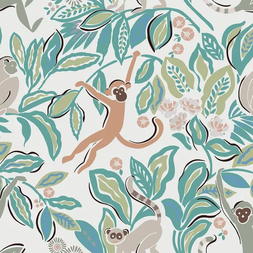 Heroad Green Jungle Monkey peel and stick wallpaper
