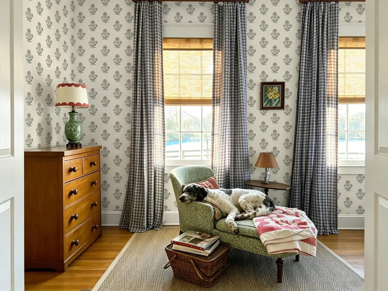 Heroad Pink Cottage Floral peel and stick wallpaper in a room