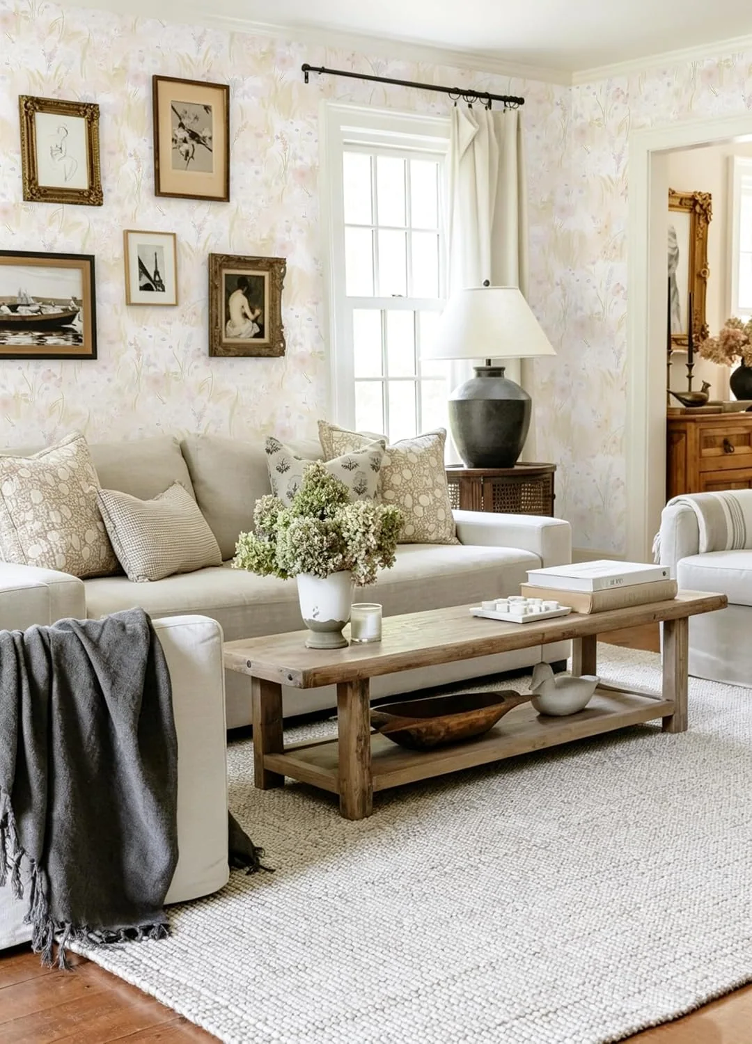 Heroad Yellow Boho Floral peel and stick wallpaper in a room