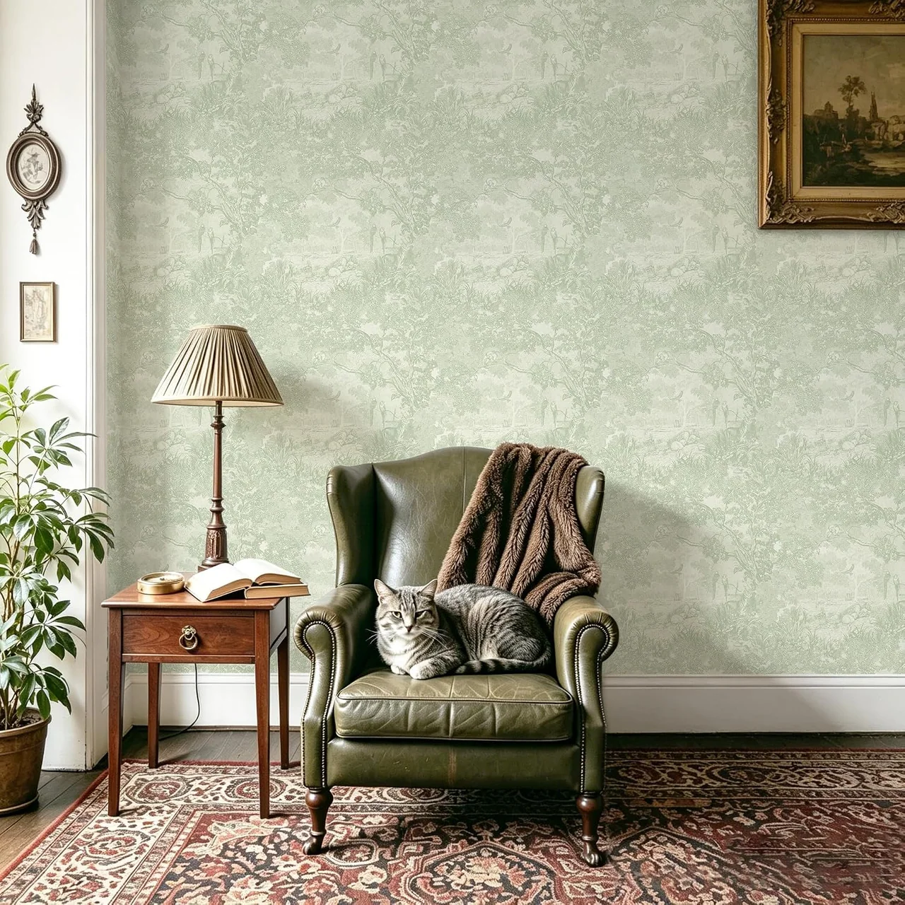 Heroad Green Forest Animals peel and stick wallpaper in a room