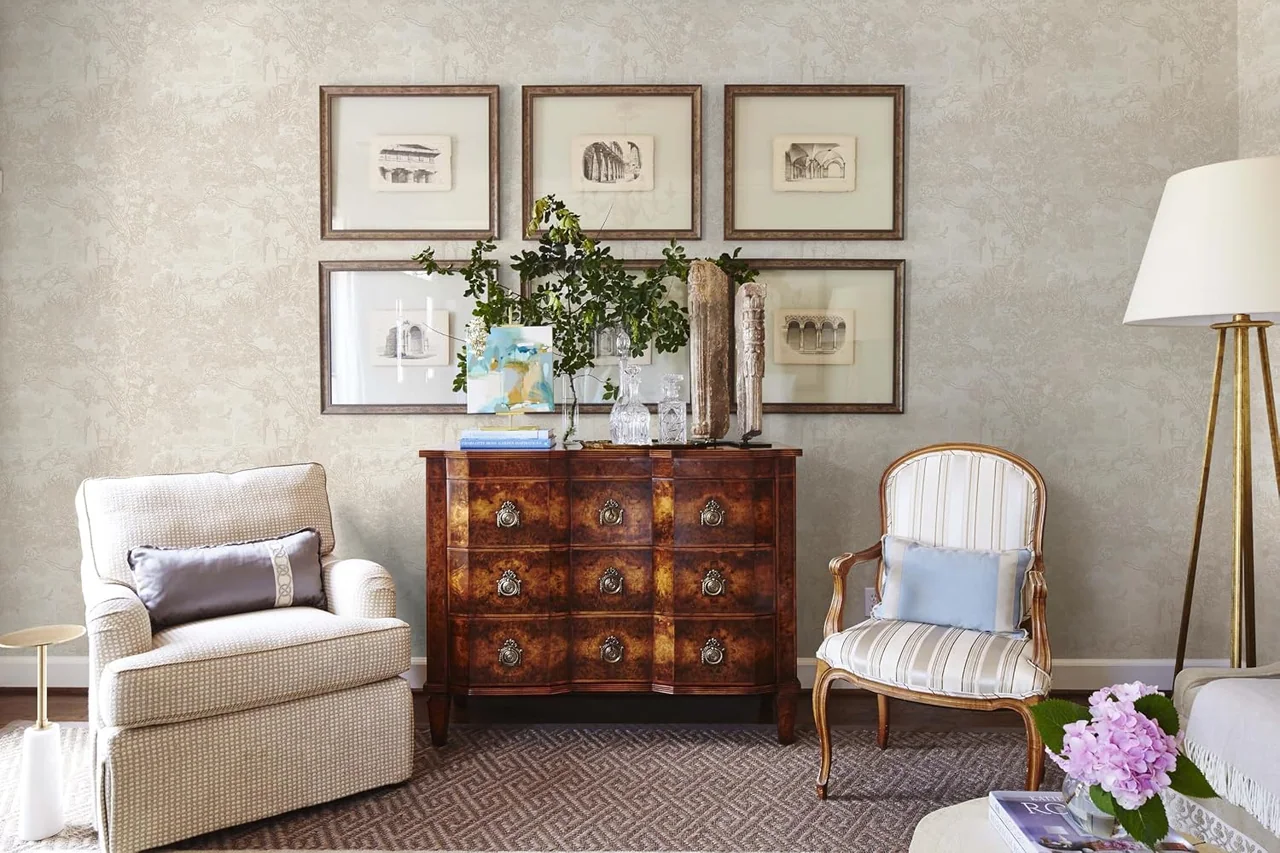 Heroad Beige Forest Animals peel and stick wallpaper in a room