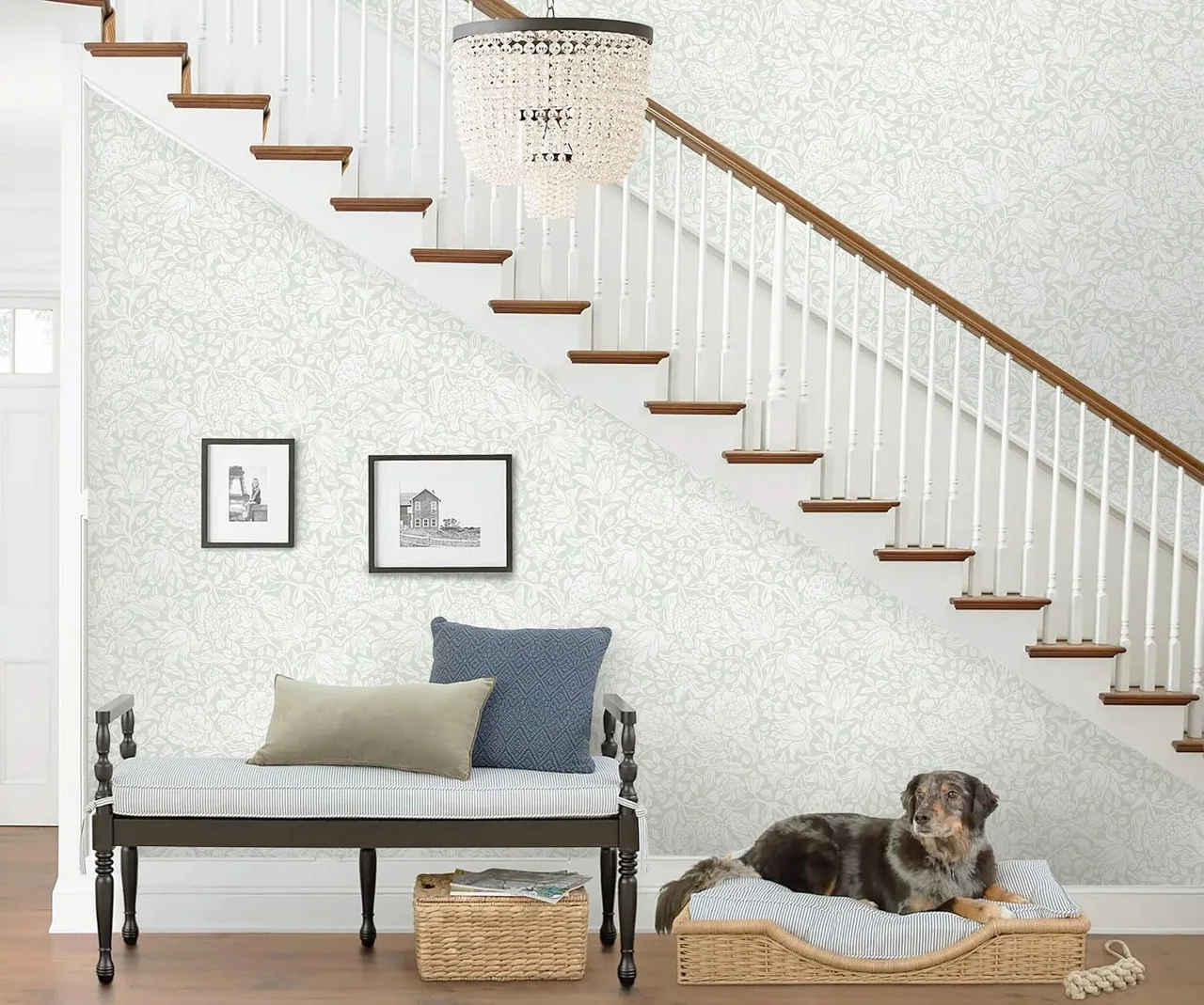 Heroad Green William Morris peel and stick wallpaper in a room