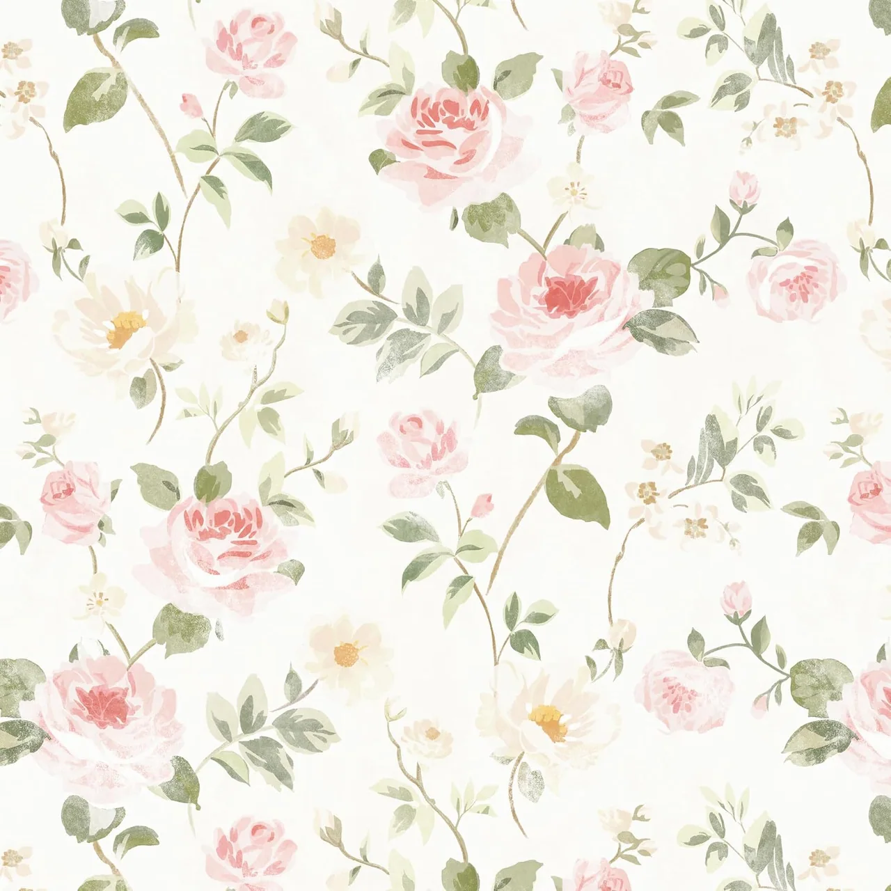 Heroad Pink Rose Floral peel and stick wallpaper, swatch