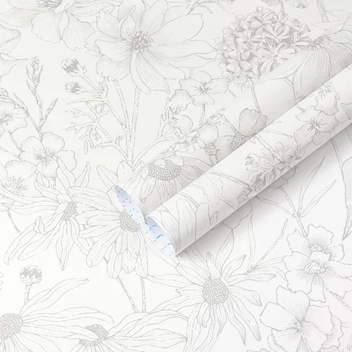 Heroad Grey Boho Floral peel and stick wallpaper