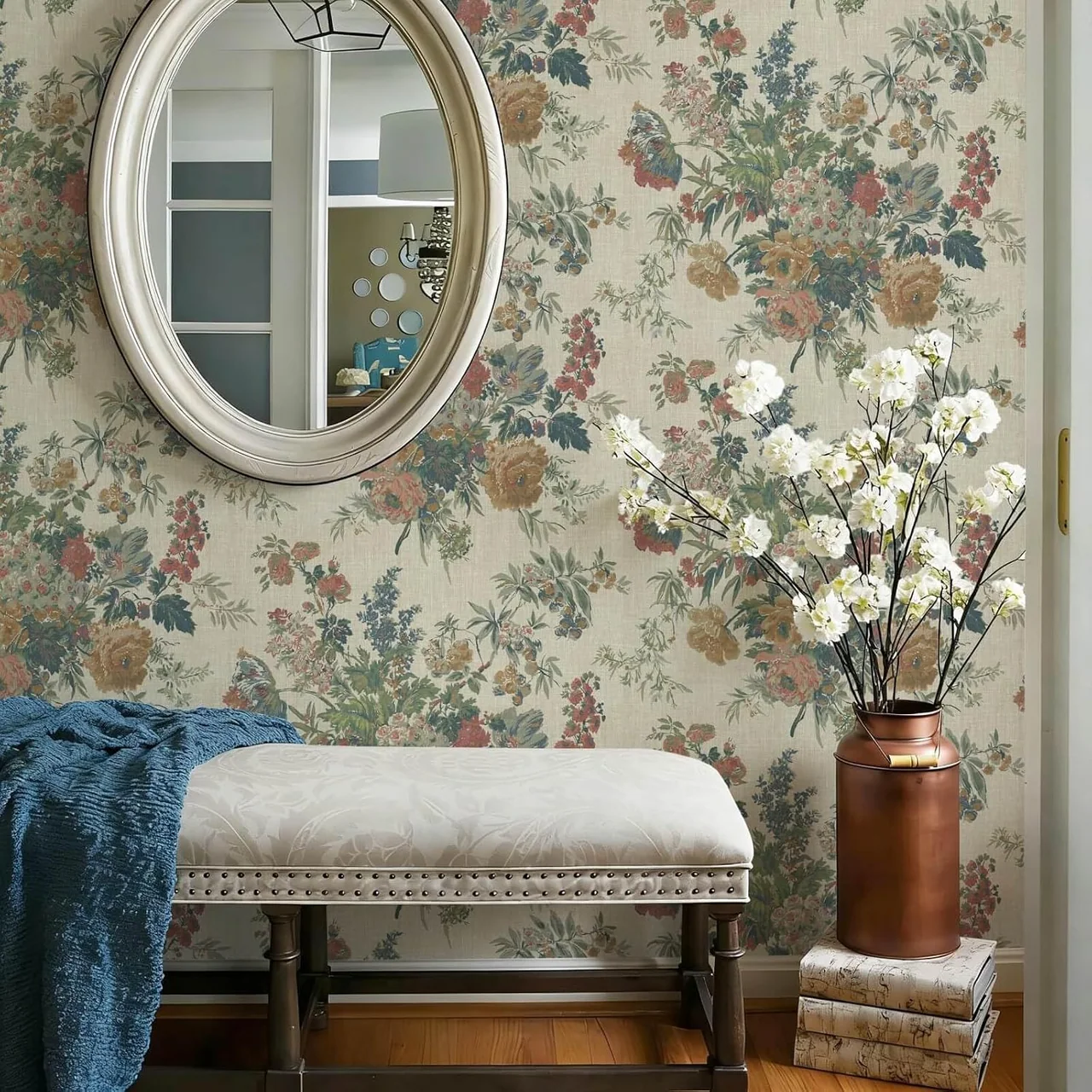 Heroad Farmhouse Chintz Floral peel and stick wallpaper in a room