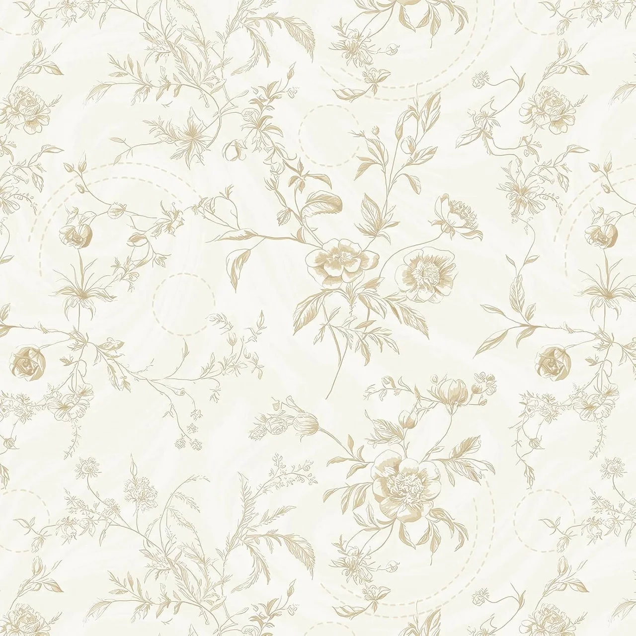 Heroad Beige French Country Floral peel and stick wallpaper, swatch