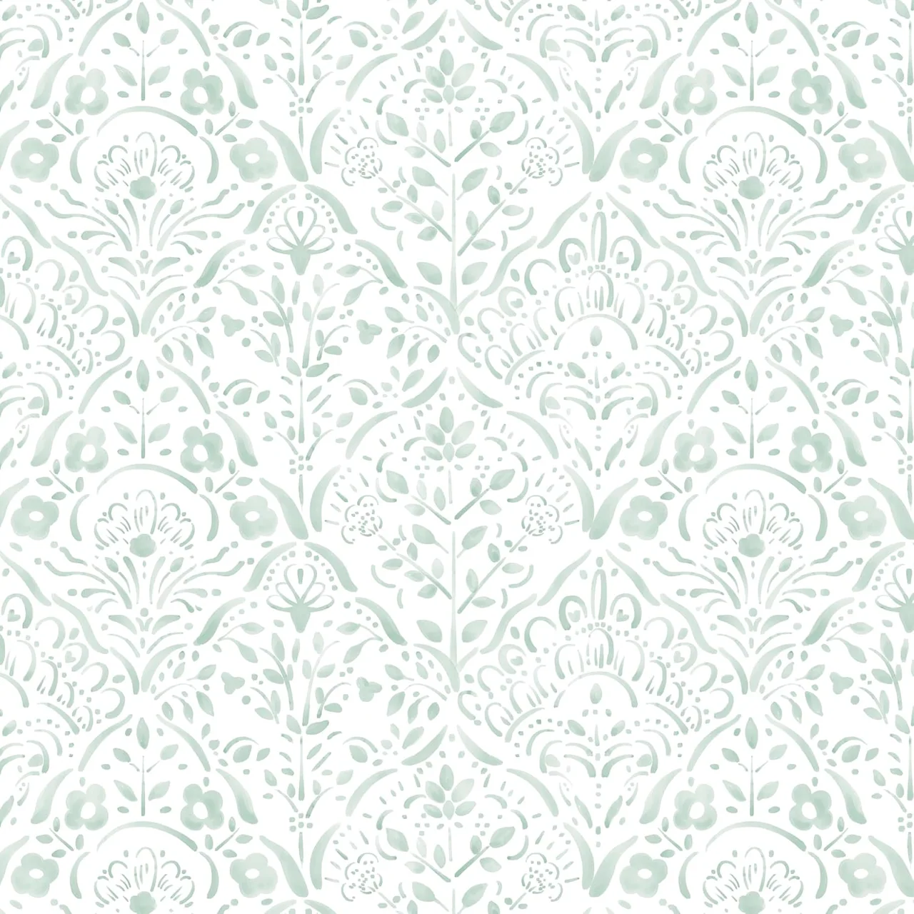 Heroad Sage Boho Floral peel and stick wallpaper, swatch