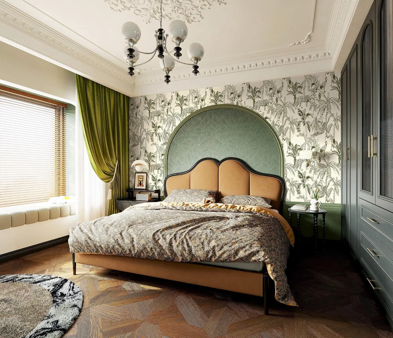 Heroad Beige Boho Jungle peel and stick wallpaper in a room