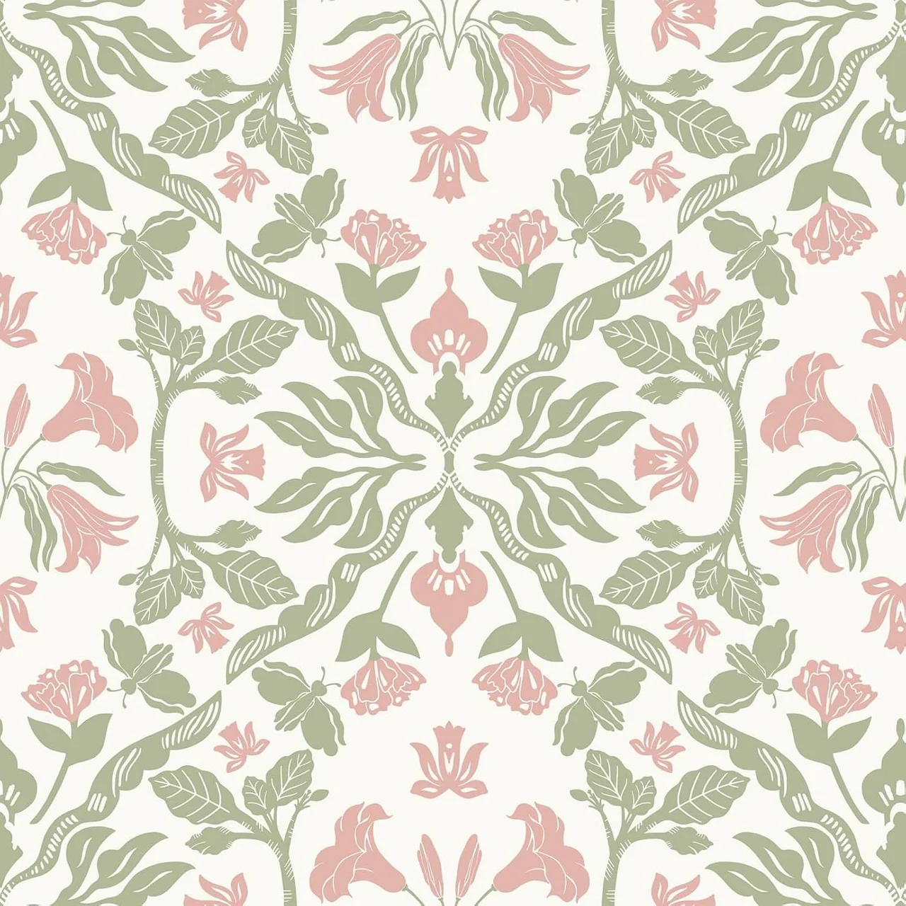 Heroad Pink Damask peel and stick wallpaper, swatch