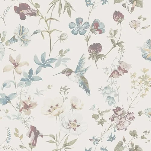 Heroad Beige Bird Botanical peel and stick wallpaper