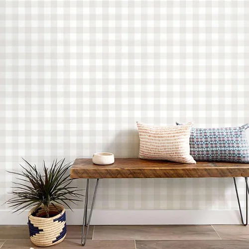 Heroad Neutral Boho Plaid peel and stick wallpaper