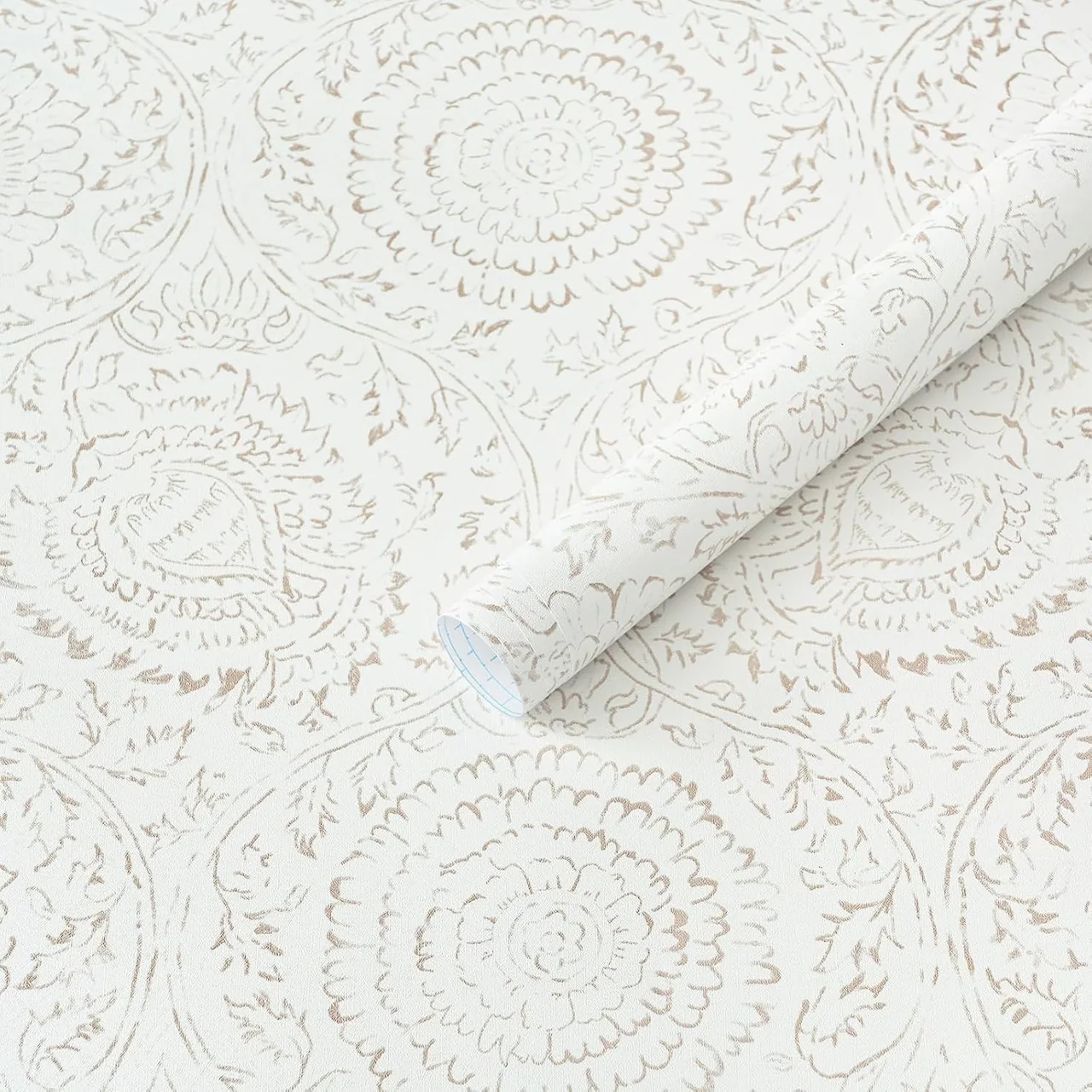Heroad Cream Boho Medallion peel and stick wallpaper, swatch