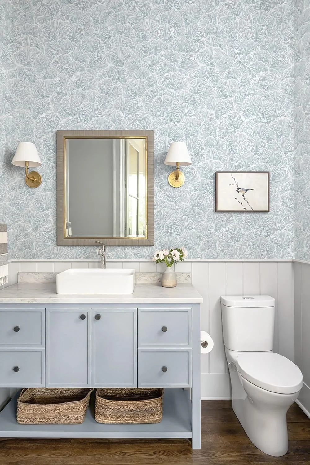 Heroad Blue Boho peel and stick wallpaper in a room