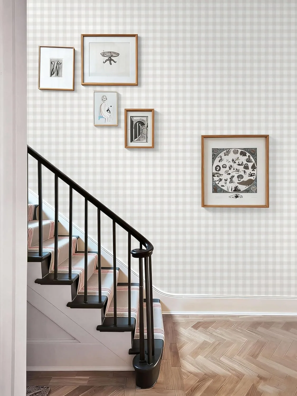 Heroad Neutral Boho Plaid peel and stick wallpaper in a room