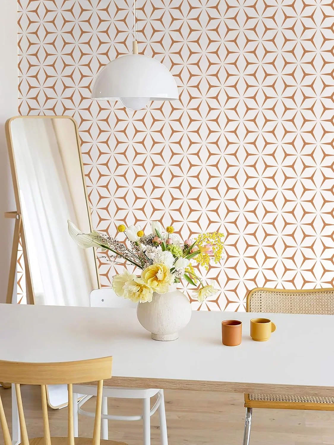 Heroad Orange Modern Geometric peel and stick wallpaper in a room