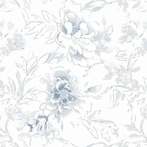 Heroad Blue and White Boho Floral peel and stick wallpaper