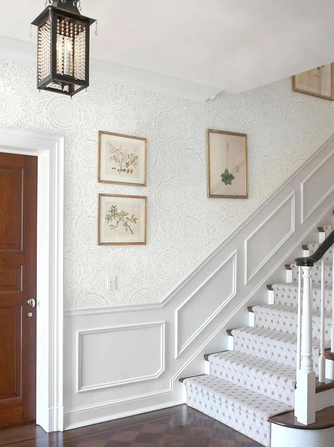 Heroad Cream Boho Medallion peel and stick wallpaper in a room