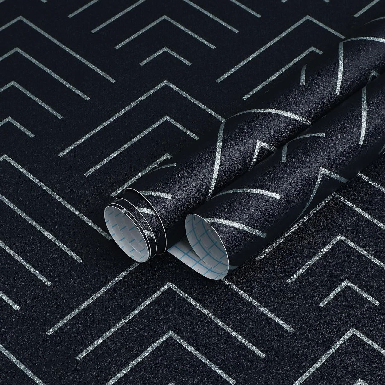 Heroad Navy Blue Geometric peel and stick wallpaper, swatch