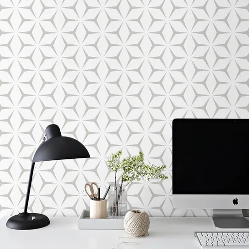 Heroad Light Grey Modern Geometric peel and stick wallpaper