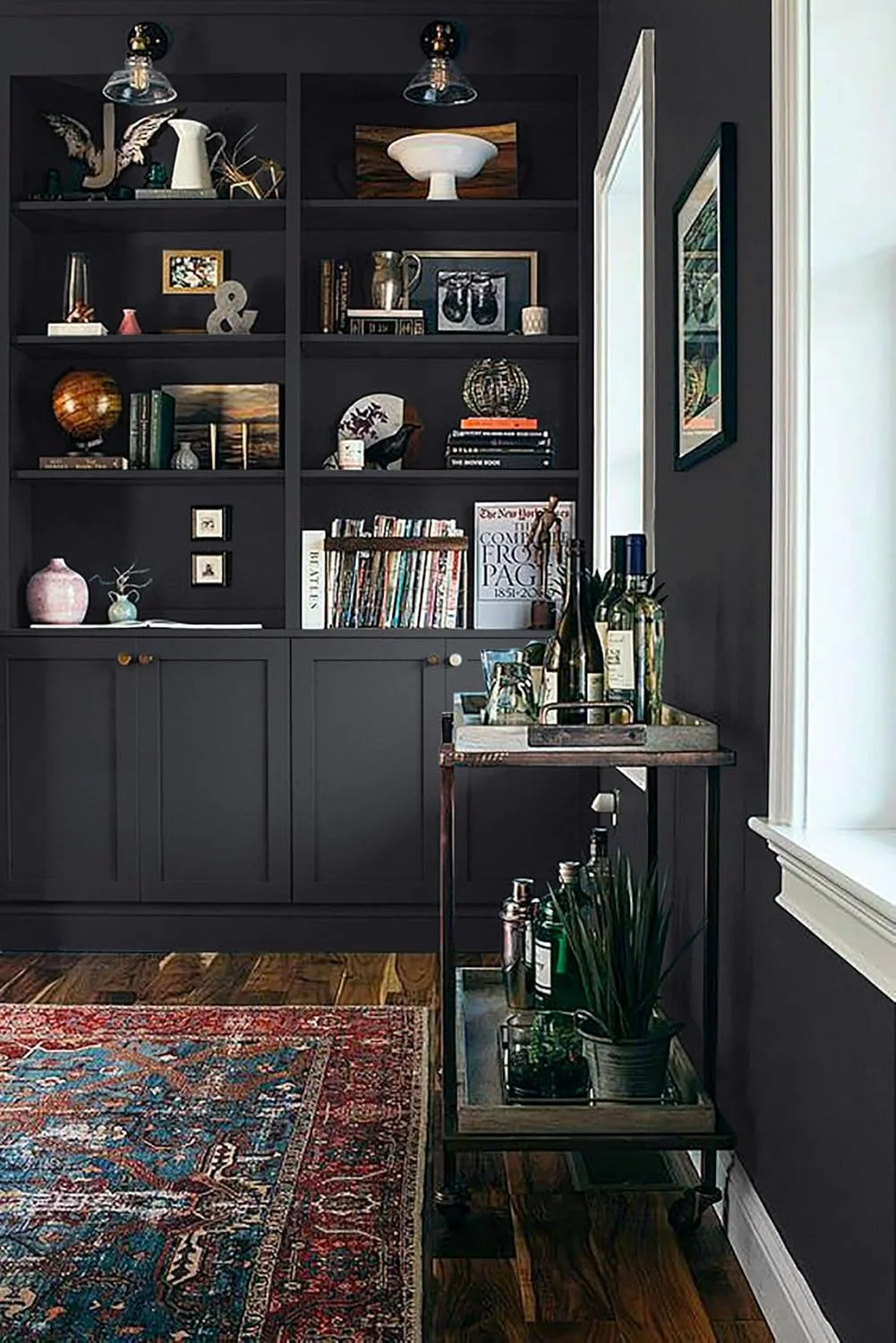 Heroad Dark Grey Matte peel and stick wallpaper in a room