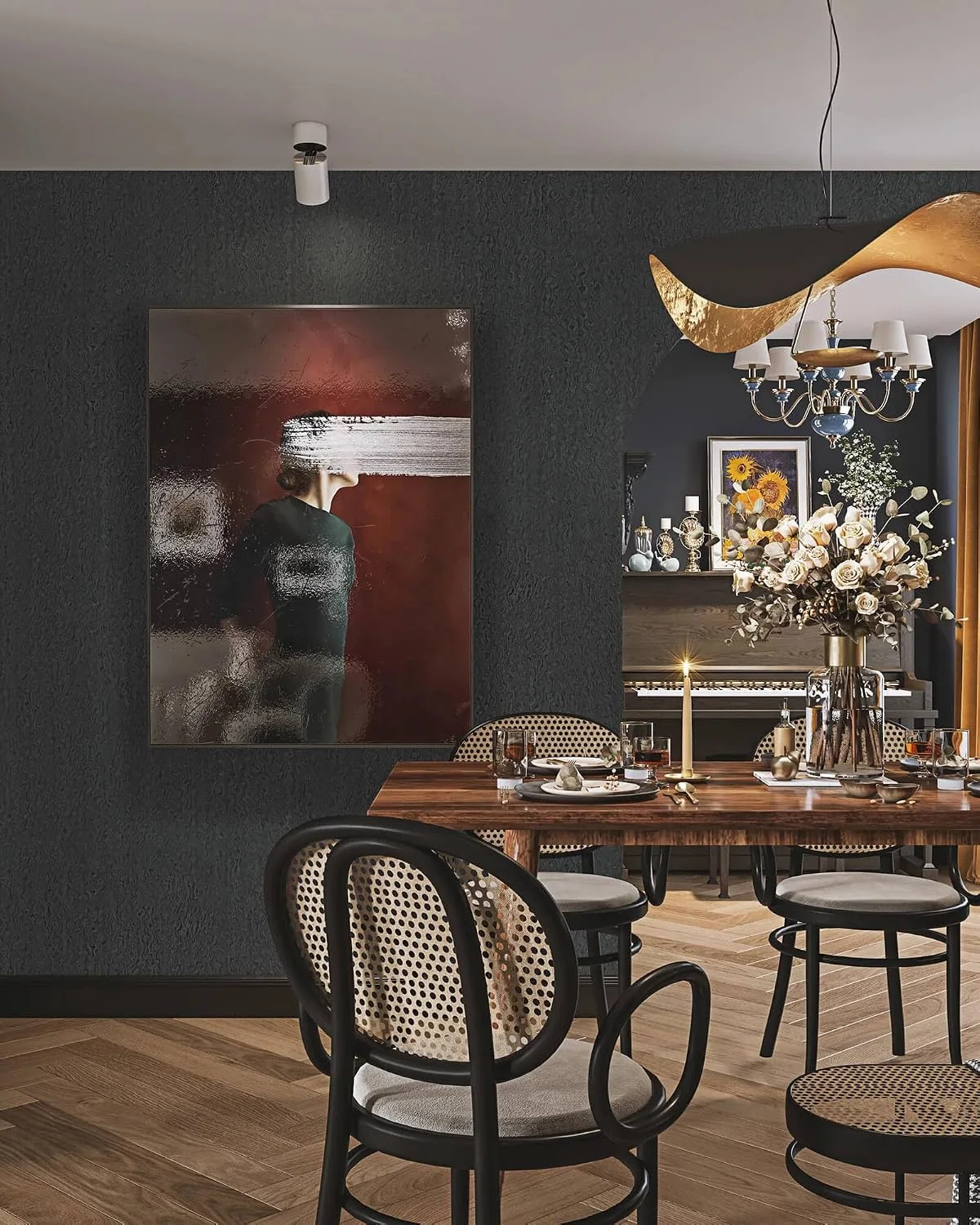 Heroad Dark Grey Textured peel and stick wallpaper in a room