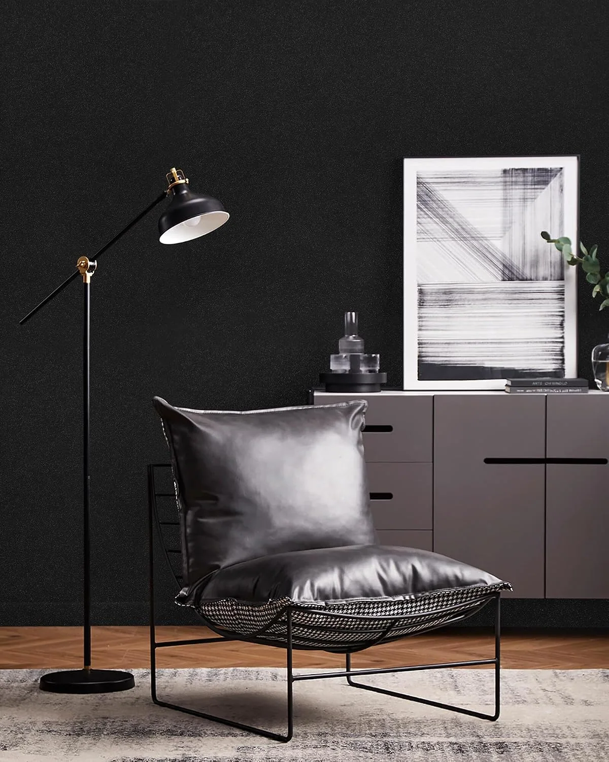 Heroad Black Matte peel and stick wallpaper in a room