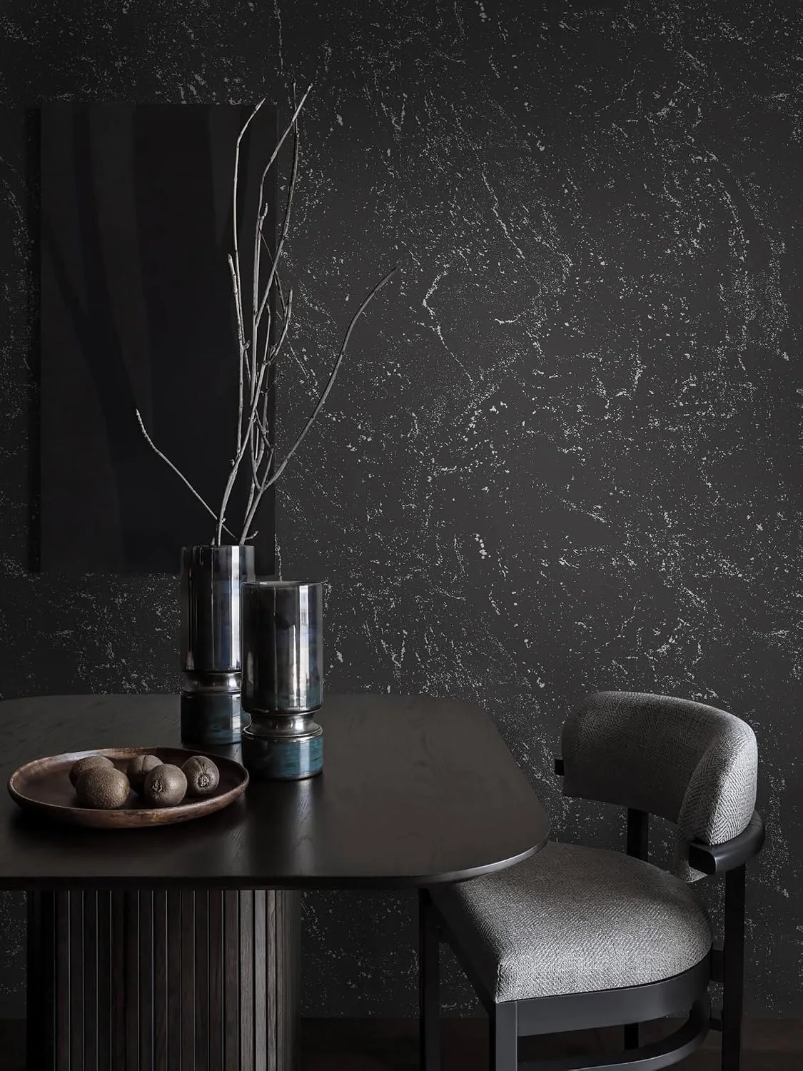 Heroad Grey Silver Textured peel and stick wallpaper in a room