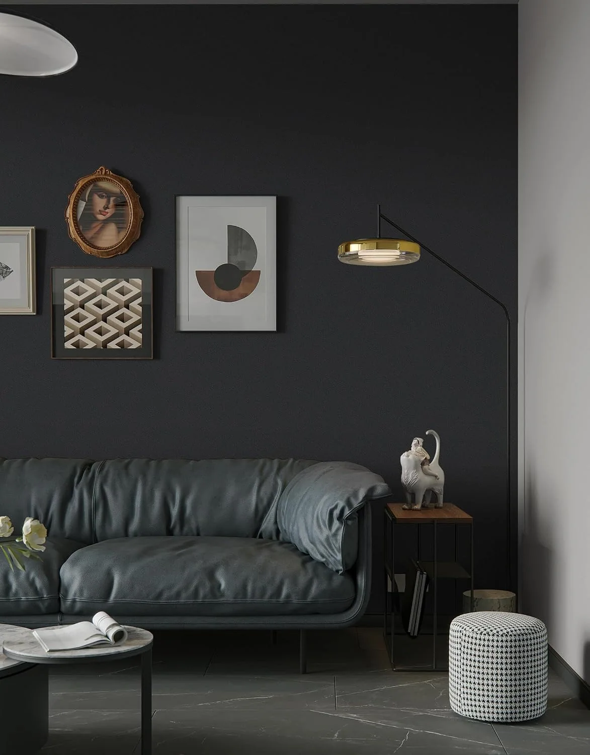 Heroad Dark Grey Matte peel and stick wallpaper in a room