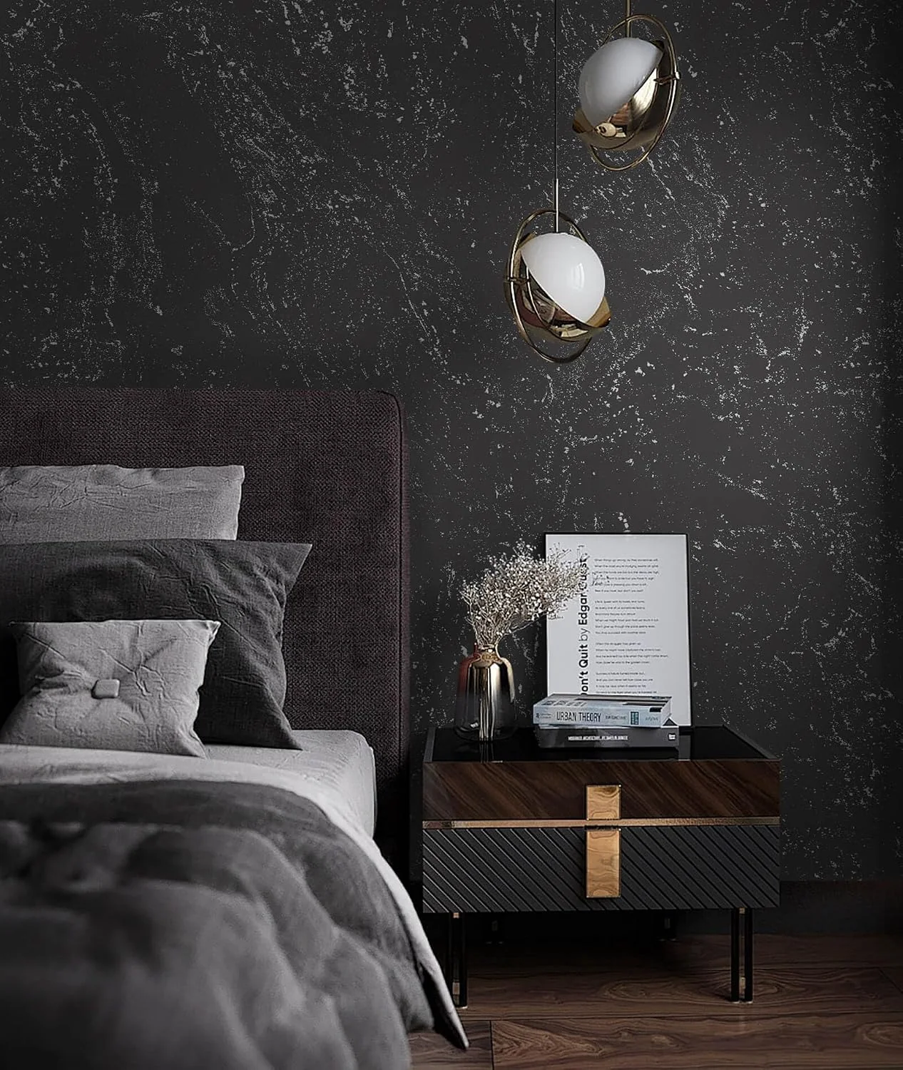 Heroad Grey Silver Textured peel and stick wallpaper in a room
