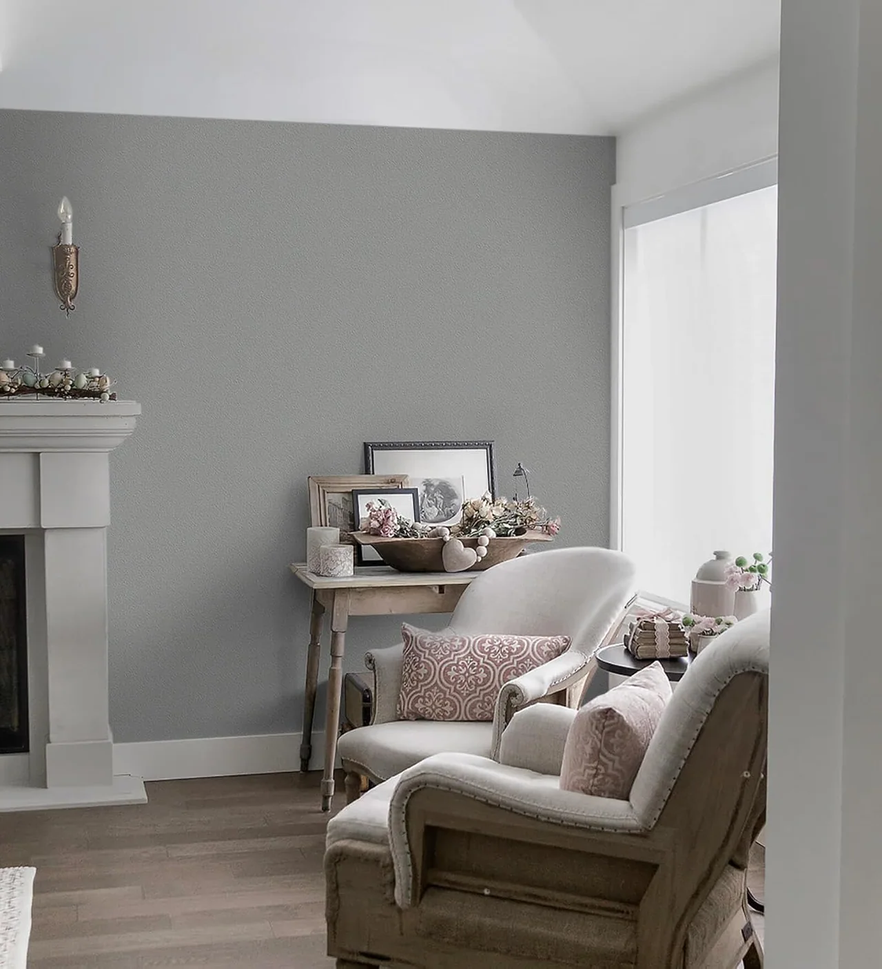Heroad Light Grey Matte peel and stick wallpaper in a room