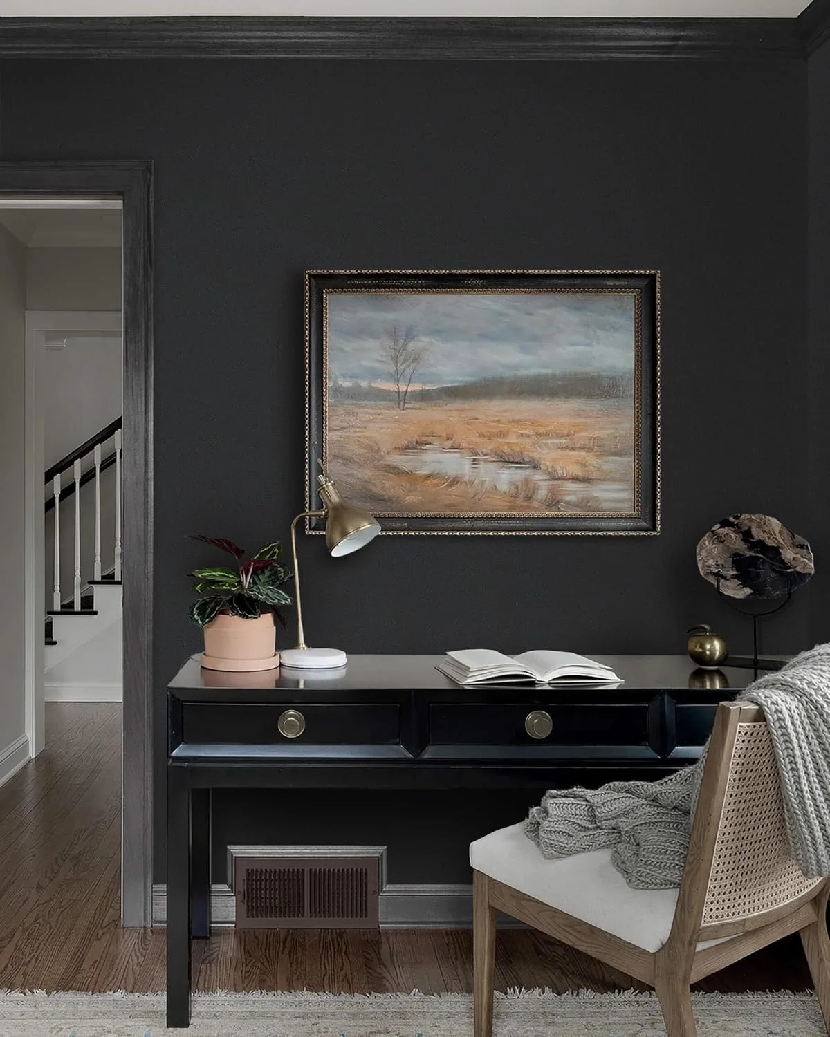 Heroad Dark Grey Matte peel and stick wallpaper in a room