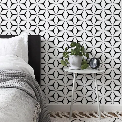 Heroad Black and White Star Geometric peel and stick wallpaper