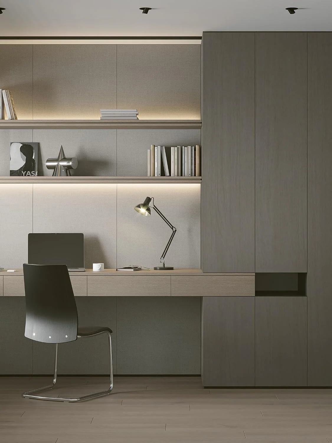 Heroad Grey Modern Grey Wood peel and stick wallpaper in a room