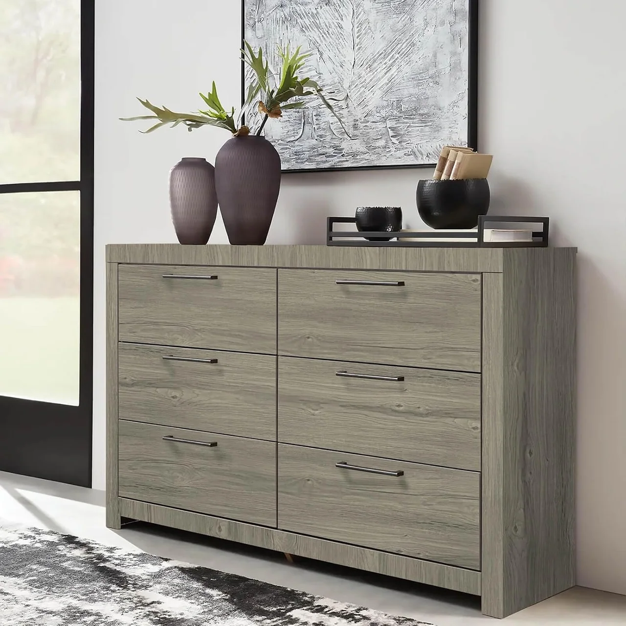 Heroad Grey Grey Wood peel and stick wallpaper in a room