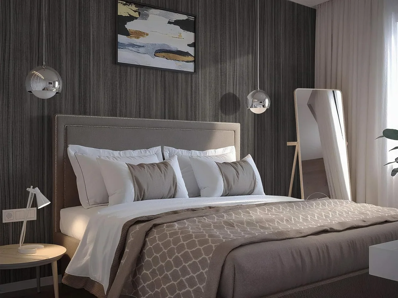 Heroad Grey Wood peel and stick wallpaper in a room