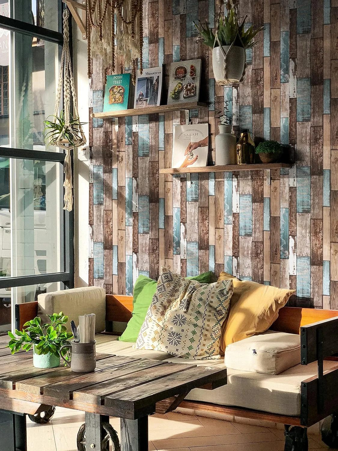 Heroad Reclaimed Wood Panel peel and stick wallpaper in a room
