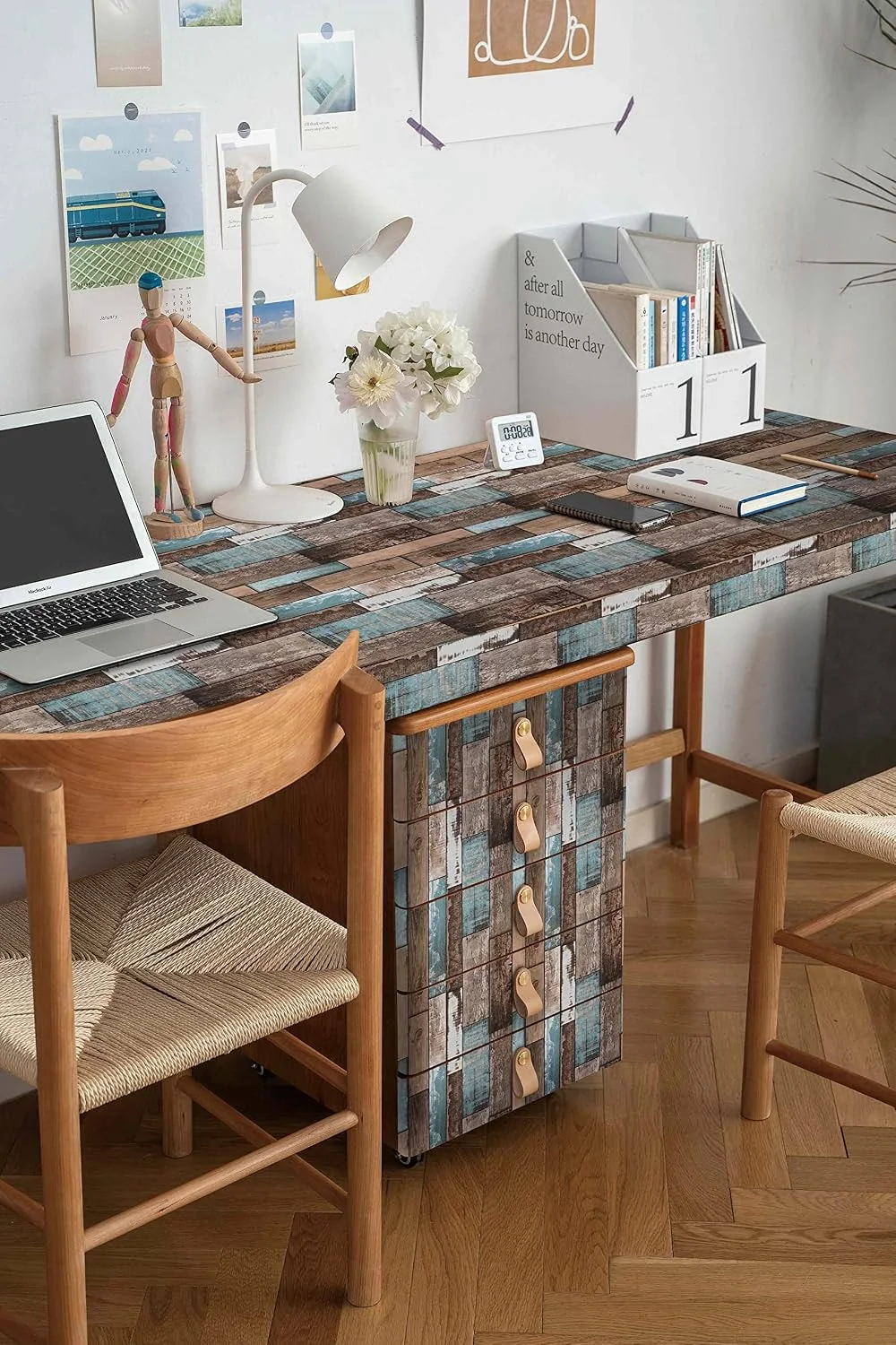 Heroad Reclaimed Wood Panel peel and stick wallpaper in a room